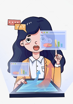 蓝色科技互联网女性平板智能无纸化办公数据