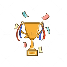 黄色手绘卡通公司年会奖杯元素