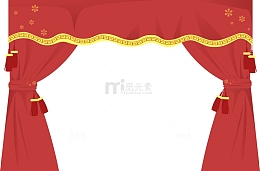 红色年会幕布元素
