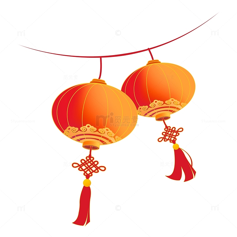 手绘国潮卡通红色春节喜庆中式灯笼
