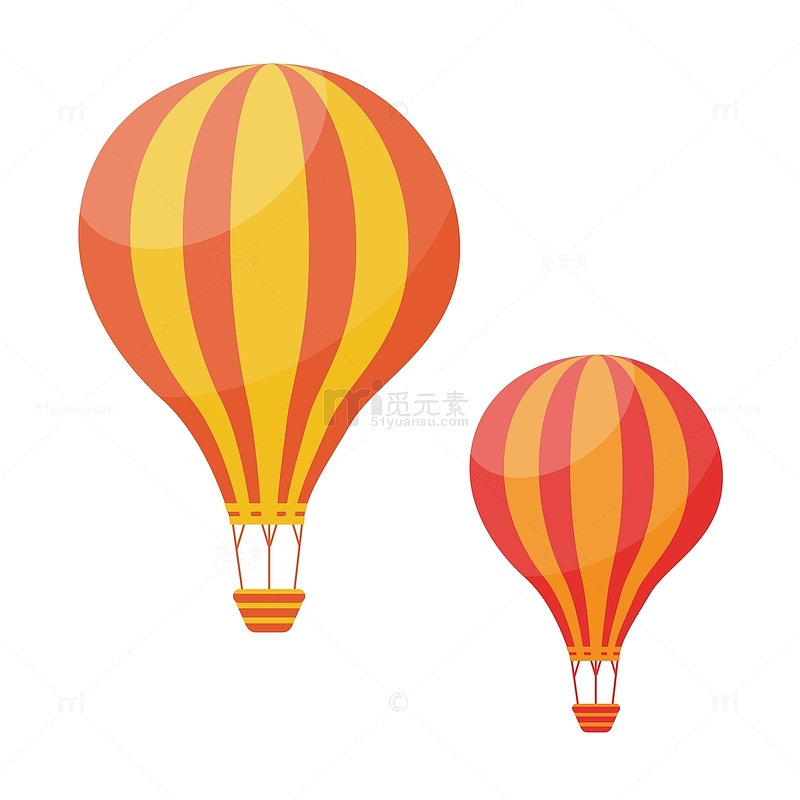 彩色手绘卡通热气球飘浮元素