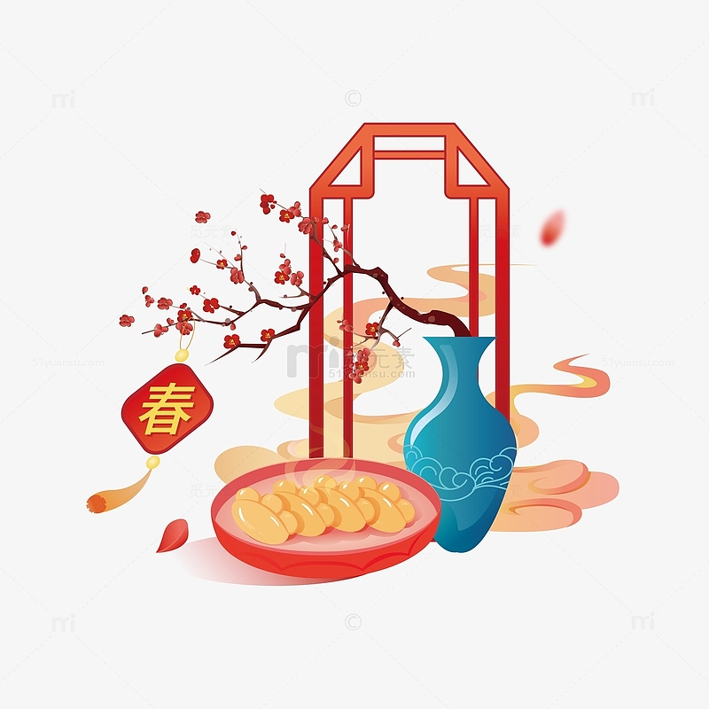 喜庆中国风春节元素手绘