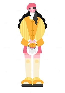 黄色扁平风秋冬女性人物矢量图