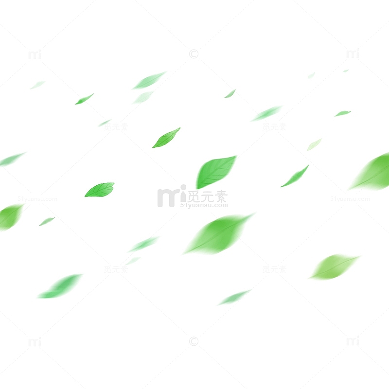 飞舞的叶子漂浮装饰清新绿色空气风
