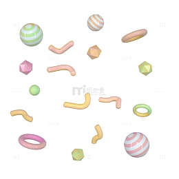 彩色简约3D立体漂浮几何体