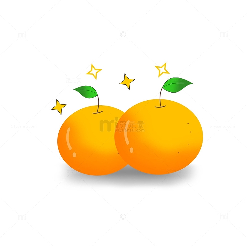 橙子黄色简约手绘装饰元素
