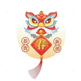 喜庆中国风国潮舞狮春节元素