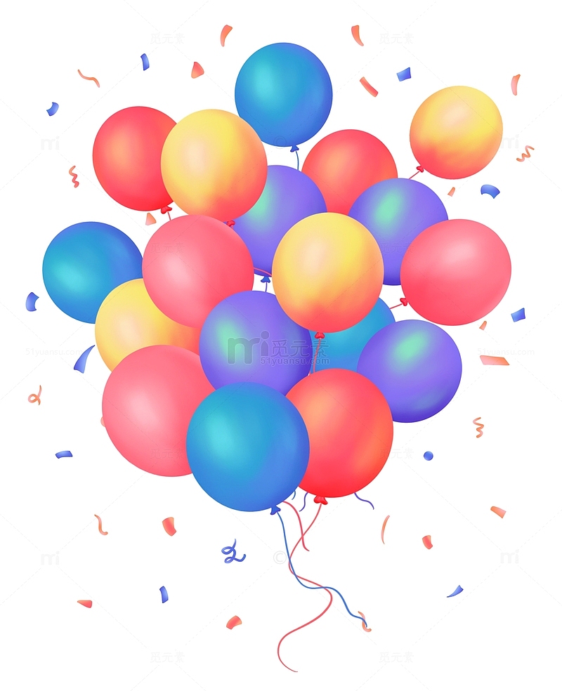 手绘彩色气球庆祝氛围感漂浮元素