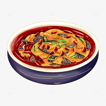 psdpng复古中国风香菇蔬菜火锅食材(1000x1000)psdpng手绘毛血旺辣椒