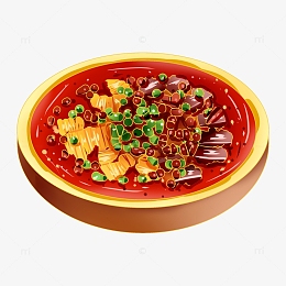 手绘毛血旺辣椒美食装饰元素