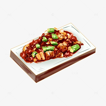 手绘辣子鸡块美食装饰元素