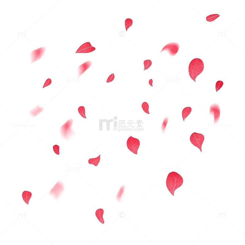 红色 粉色 花瓣 唯美 漂浮元素 手绘