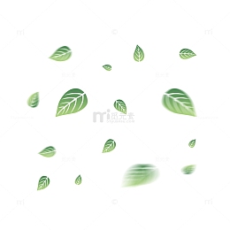 绿色手绘卡通电商漂浮绿叶元素