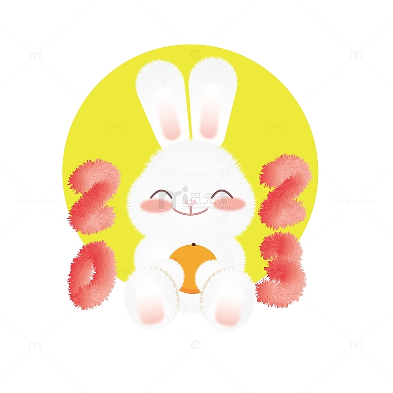 白色手绘兔子插画元素