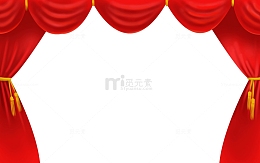 红色简约舞台年会幕布元素