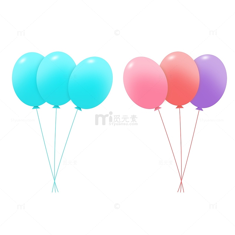 蓝色气球电商装饰五彩气球电商漂浮元素