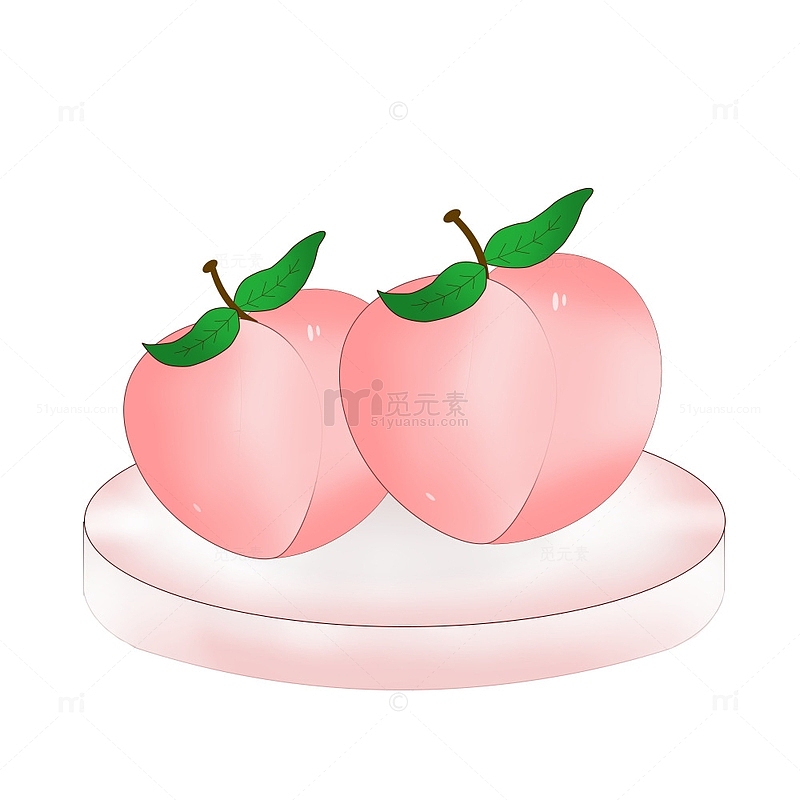 可爱粉色水蜜桃水果手绘寿桃桃子