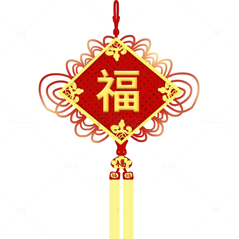 红色喜庆中国结春节元素手绘元素