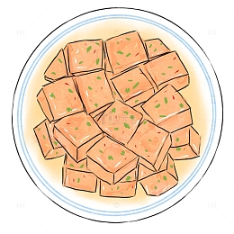 手绘美食油煎豆腐水彩风食物聚餐团圆年夜饭