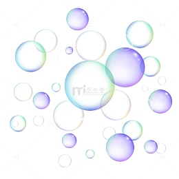 手绘梦幻彩色透明泡泡漂浮元素