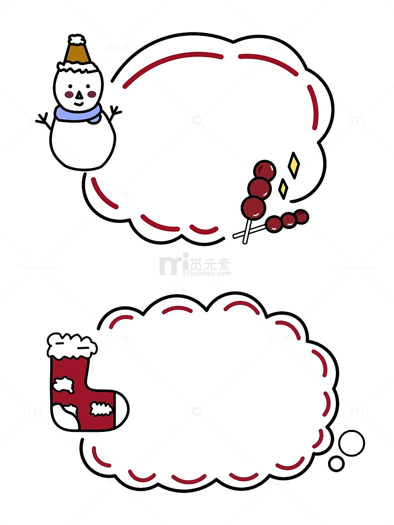 可爱卡通雪人气泡文本框