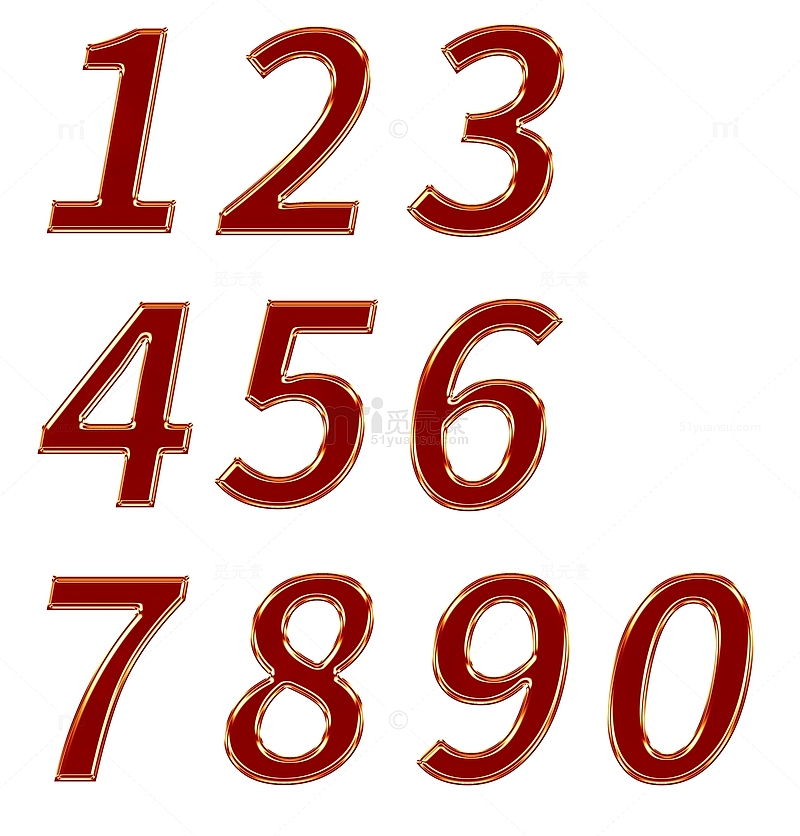金属边 质感倒计时数字 高端数字 0-9