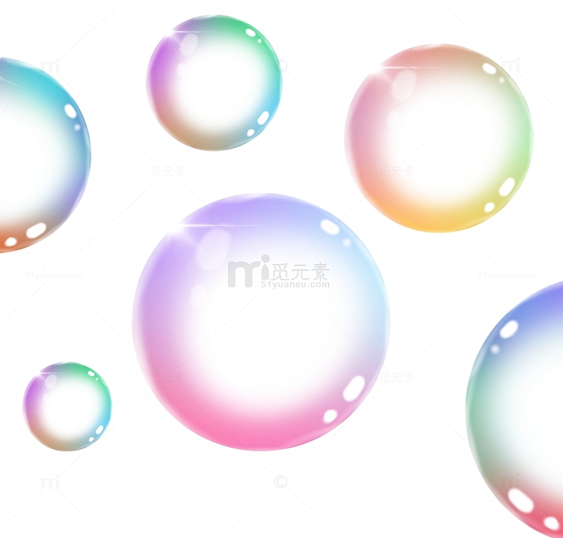 彩色浪漫唯美泡泡漂浮元素手绘元素