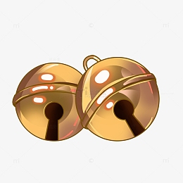 金色卡通金属质感小铃铛装饰手绘图