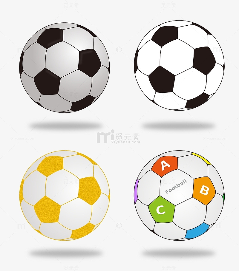 足球矢量世界杯彩色可爱扁平立体
