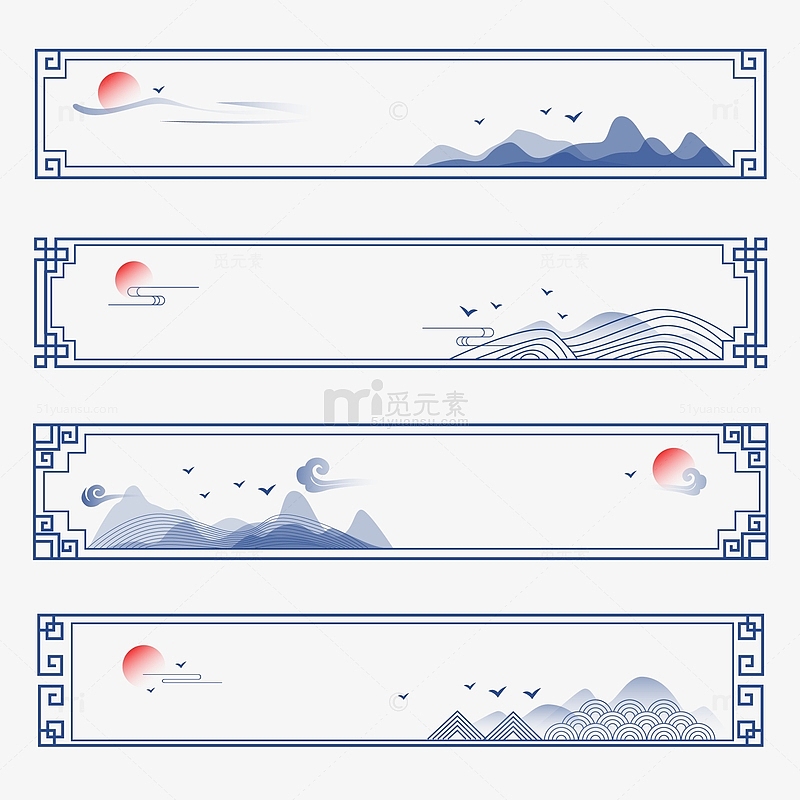 淡雅古典中国风传统国潮线条边框装饰