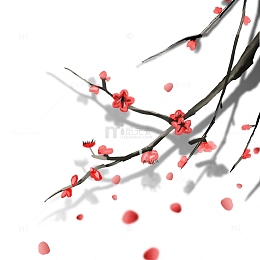 梅花漂浮元素冬天手绘素材