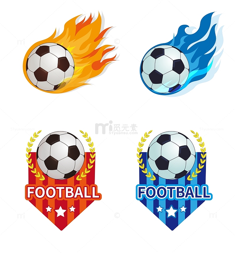 足球火焰火热世界杯立体红蓝对决比赛球赛