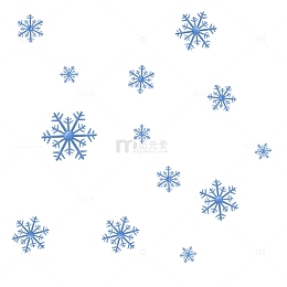 蓝色调漂浮扁平风雪花场景元素