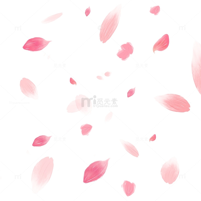 粉色小清新花瓣手绘元素