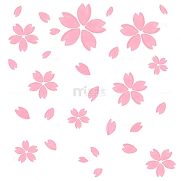 粉色唯美手绘漂浮元素樱花