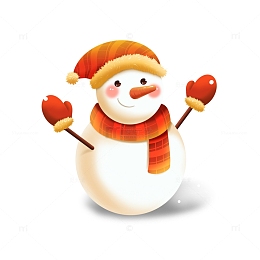 暖色雪人冬季圣诞手绘卡通元素