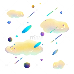 梦幻炫彩电商促销云朵点线装饰元素