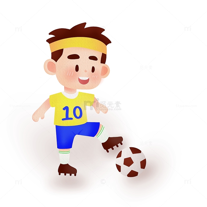 卡通手绘踢足球小男孩世界杯装饰元素