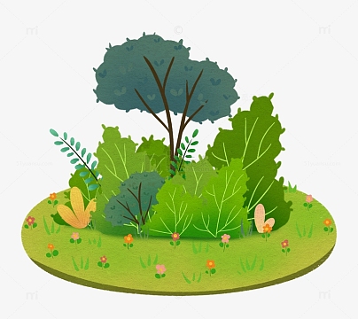 户外风景植物装饰插画(1000x1000)aipng绿色小清新春天嫩芽万物复苏(1