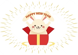 可爱兔子新年春节矢量元素