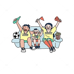 一家人看世界杯