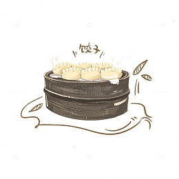 手绘涂鸦冬至饺子蒸饺纹理装饰元素