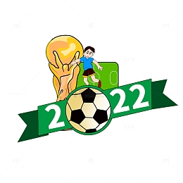 手绘世界杯主题文字框奖杯足球