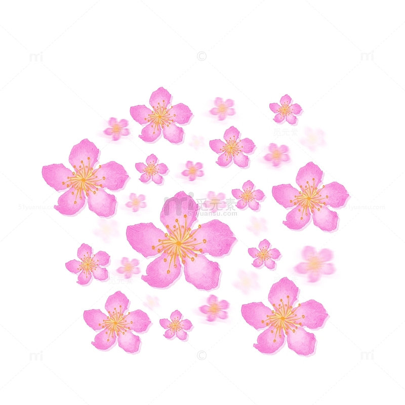 粉色水彩桃花手绘元素