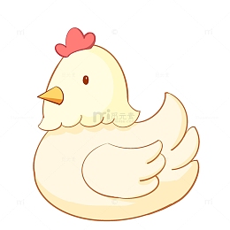 白色卡通母鸡元素