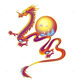 兔年春节国潮彩紫色腾龙2023装饰字手绘