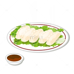 冬至饺子醋碟矢量手绘元素