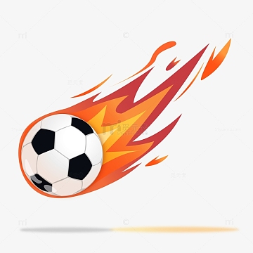 卡通漫画风格火焰足球运动装饰图案
