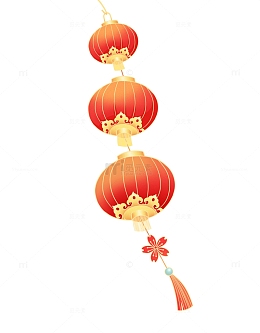 手绘中式灯笼国潮春节元素