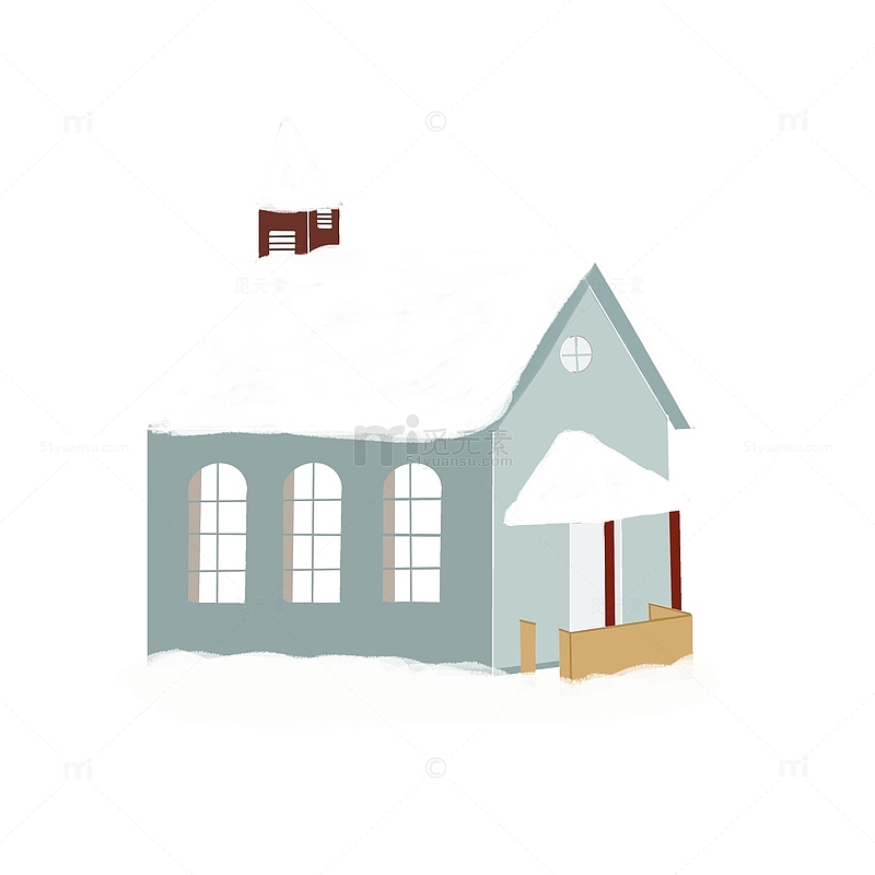 立冬小雪冬季雪后房子插画卡通元素